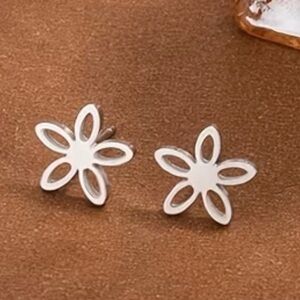 Stainless Steel Star Flower Stud Earrings
